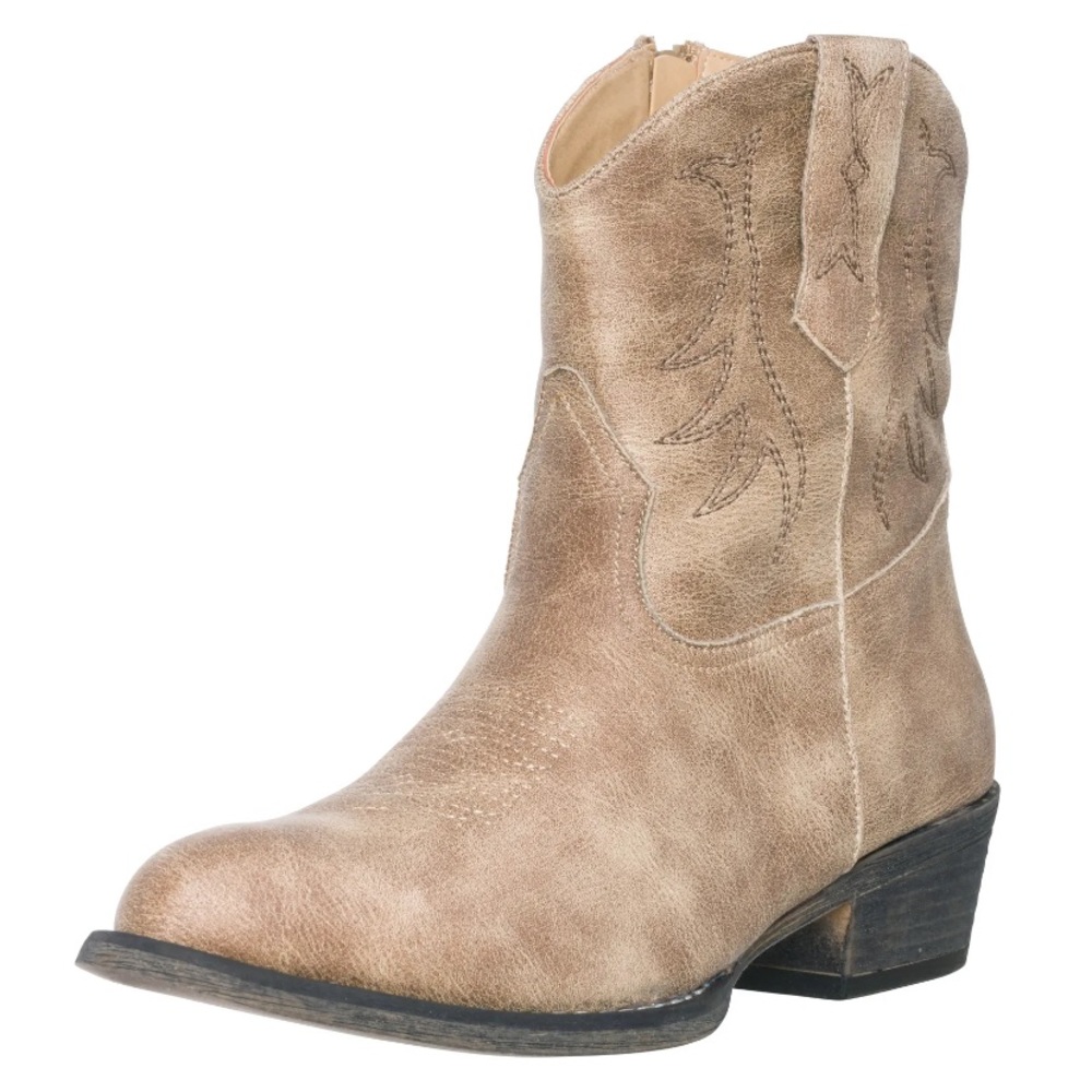 ✨NEW western short cowgirl boot vintage Puddy weathered ,round toe silver canyon